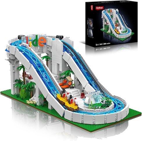 Sosuy 2174+ Pieces Roller Coaster Building Blocks Set - Electrical Funfair Pirate Ship Track Amusement Park Construction Blocks Toys Model with Motors - Birthday Gift Idea for Boys and Adults in Saudi Arabia