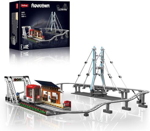 Sosuy 2174+ Pieces Roller Coaster Building Blocks Set - Electrical Funfair Pirate Ship Track Amusement Park Construction Blocks Toys Model with Motors - Birthday Gift Idea for Boys and Adults in Saudi Arabia