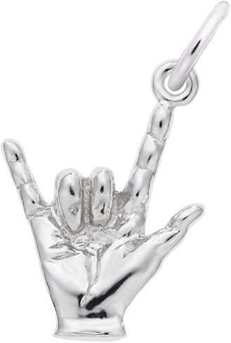 Rembrandt Charms Sterling Silver I Love You Hand Sign Charm in Saudi Arabia