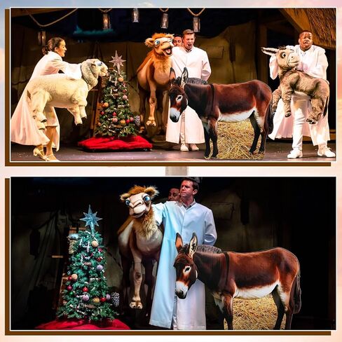 Yookeer 4.9 Feet Nativity Scene Decoration Donkey Cardboard Cutout Stand-up Life Size Christmas Nativity Donkey Standup Religious Party Backdrop Photo Props for Xmas Sunday School Farm Party Decor in Saudi Arabia