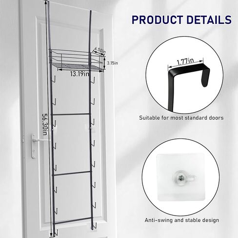 Over the Door Purse Organizer with 16 Hooks and Storage Basket, Wall Mounted Handbag Organizer, Purse Organizer for Closet Holds up to 16 Bags, Purse Holder for Door Has Split Design in Saudi Arabia