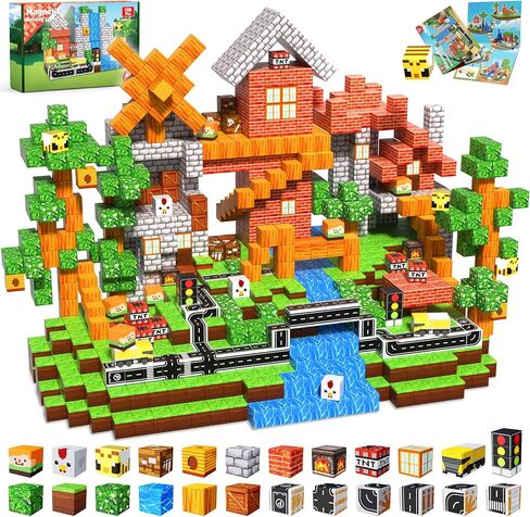 150 PCS Magnetic Blocks - Magnetic Building Block for Kids Ages 4-8, Magnet Blocks Sets for Grassland Build, Magnet Cubes Building Toys for Girls Boys Ages 3 4 5 6 7 8-12 Birthday Gift in Kuwait