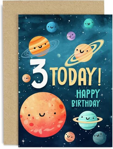 Old English Co. Nineth Birthday Card for Boys and Girls - Happy 9th Birthday - Age 9 - Nine Years Old - Cute Space Planets Themed Birthday Card for Daughter, Son, Grandaughter, Grandson in Saudi Arabia