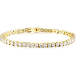 سوار تنس زركونيا مكعب 3 مم مطلي بالذهب 14 قيراط للنساء والرجال، سوار تنس كلاسيكي مقاس معصم صغير 6-7.5 بوصة in Kuwait