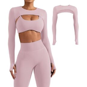 YEOREO Women Crop Top Long Sleeve Bolero Open Front Workout Cropped Shirts Sports Shrug in Kuwait