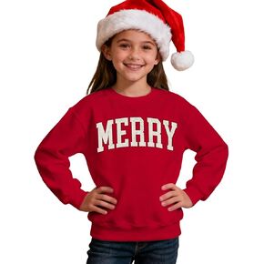 Kids Merry Christmas Sweatshirt Boys Girls Retro Splatter Merry Crewneck Pullover Xmas Shirts Holiday Tops Clothes in Kuwait