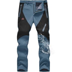 TBMPOY الرجال السراويل الثلوج صوف مبطن المشي لمسافات طويلة الشتاء مقاوم للماء سوفتشيل التزلج في الهواء الطلق معزول تسلق السراويل جيوب سستة in Kuwait