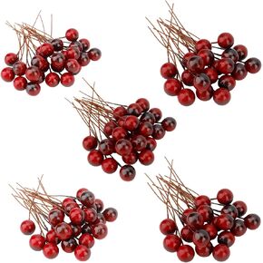 التوت هولي الاصطناعي 150 جهاز كمبيوتر شخصى صغير 10 مم عيد الميلاد هولي التوت ينبع للحرف اليدوية فو التوت الأحمر ينبع ديكور التوت وهمية على الأسلاك لزينة شجرة عيد الميلاد زهرة إكليل DIY الحرفية استخدام in Kuwait
