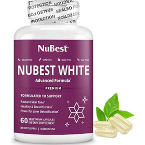 NuBest White - Glutathione 400mg & Milk Thistle Extract - Skin Brightening Supplement - Helps Beautiful and Radiant Skin - Antioxidant Supplement & Detoxification | 1 Month Supply in Kuwait