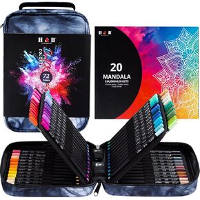 H & B 82 أقلام التلوين بقلصات التلوين مع سحاب محمول حقيبة الرسم الرسم واللوازم الفنية مجموعة أقلام الرسم البينية الملونة بقلصات ملونة للفنانين البالغين in Kuwait