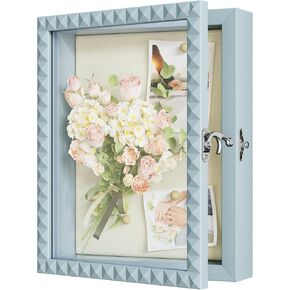 SZQINJI إطار صندوق الظل 11 × 14 صندوق ظلال كبير عميق عرض الحالات صندوق ذاكرة خشبي مع قفل باب على شكل ماسي عتيق لميداليات التخرج صور زفاف الطفل زهرة الحيوانات الأليفة التذكارية تذكارات بيضاء in Kuwait