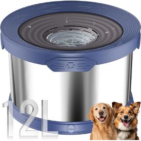 UPSKY Dog Water Bowl No Spill 10L Stainless Steel, 2.6 Gallon Large Capacity Spill-Proof Dog Bowls, Non-Slip Slow Drinking Anti-Splash Bowl for Large Messy Drinkers, No Mess Indoor/Outdoor Use, Blue in Kuwait