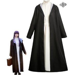 الساحرة زي المرأة أنيمي قزم تأثيري اللباس رداء أبيض أسود تريش معطف عباءة كيب عقال اكسسوارات الكبار in Kuwait