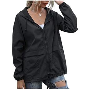 Women's Waterproof Raincoat Lightweight Rain Jacket Hooded Adjustable Windbreaker Rain Coats with Pocket for Outdoor in Saudi Arabia