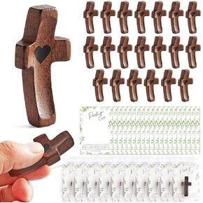 10 Set My Heart Cross Gift Bulk Wooden Handheld Pocket Crosses with Card Organza Bag Encouragement Gift Small Wood Fingertip Stress Fidget Relief Religious Craft for Christians Prayer Church in Kuwait