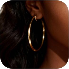 Clip On Earrings for Women Gold Hoop Large Non Piercing Trendy Statement Jewelry Holiday Gifts for Her in Saudi Arabia