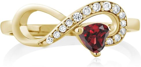 Gem Stone King 18K Yellow Gold Plated Silver Gemstone Birthstone Infinity Ring | Heart Shape 4MM | Wedding Engagement Anniversary Promise Ring For Women | Available in Size 5,6,7,8,9 in Saudi Arabia