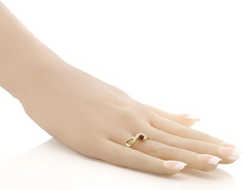 Gem Stone King 18K Yellow Gold Plated Silver Gemstone Birthstone Infinity Ring | Heart Shape 4MM | Wedding Engagement Anniversary Promise Ring For Women | Available in Size 5,6,7,8,9 in Saudi Arabia