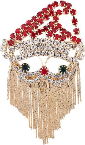 LUX ACCESSORIES Gold Tone Santa Green Red Crystal Rhinestones Fashion Pin in Saudi Arabia