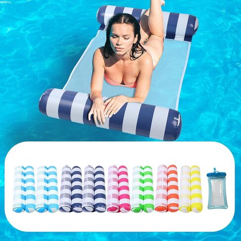 8 Pack Pool Hammock Upgrated Water Pool Floats, 4-in-1 (Hammock, Saddle, Lounge Chair, Drifter) Multi-Purpose Water Pool Float, Non-Stick PVC Material in Kuwait