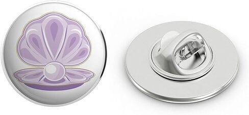 Cute Girly Purple Oyster Pearl Shell Cartoon Round Metal 0.75" Lapel Pin Hat Shirt Pin Tie Tack Pinback in Saudi Arabia