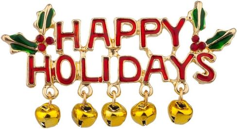 LUX ACCESSORIES Happy Holidays Mistletoe Jingle Bells Christmas Xmas Brooch Pin in Saudi Arabia