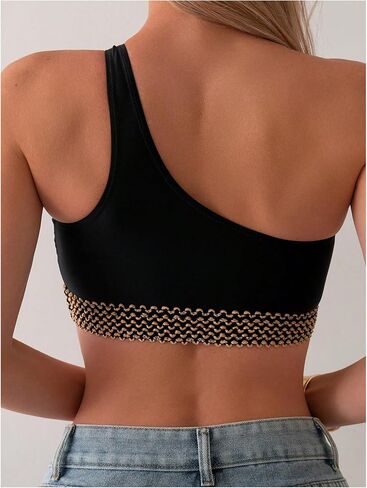 Milumia Women's One Shoulder Bikini Top Cut Out Ring Stitch Detail Swimsuit Tops Swimwear in Saudi Arabia