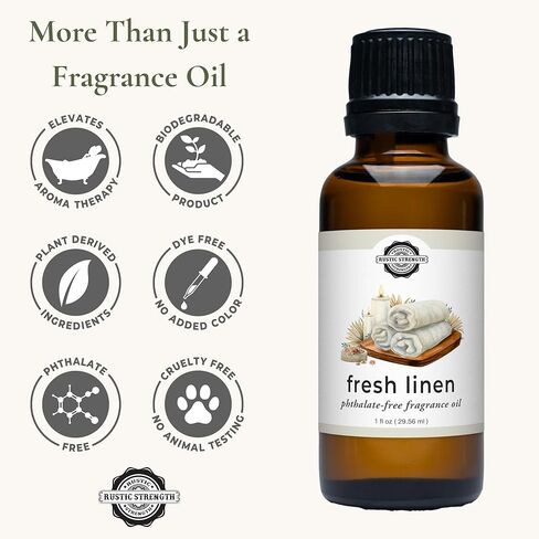 زيت عطري خالٍ من الفثالات بقوة ريفية، كتان طازج، غير سام، متوافق مع الدعامة 65، آمن للمنزل والغسيل والاستخدام الشخصي، 1 أونصة in Kuwait