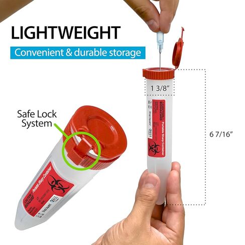Sharps Container, Sharps Containers for Home Use, Needle Disposal Containers, Sharps Disposal Container, Biohazard Containers - 1 Quart - 3 Pack with 3 Small Sharps Containers with Locking Mechanism in Saudi Arabia