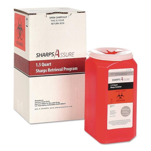 Sharps Retrieval Program Containers, 1.5 Qt, Plastic, Red in Saudi Arabia