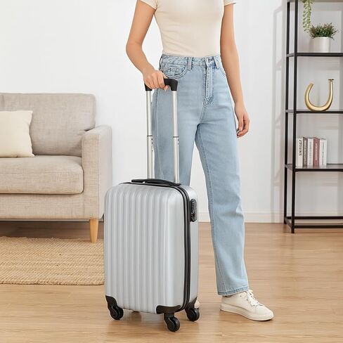 حقيبة حمل من الجانب الصلب مقاس 20 بوصة من Karriage-Mate - حقيبة سفر خفيفة الوزن ومتينة مع عجلات دوارة 360 درجة، مقبض تلسكوبي، قفل TSA مدمج - تناسب الصناديق العلوية بحجم الكابينة (فضي) in Kuwait