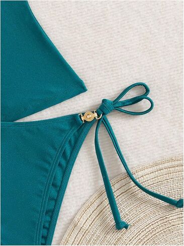 WDIRARA Women's 2 Piece Cut Out Tankini Set Metal Linked Tie Side Thong Bathing Suit in Saudi Arabia