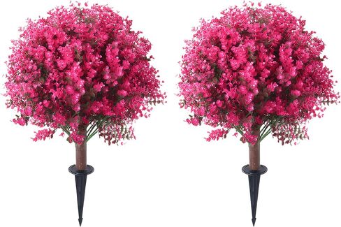 23.6" Artificial Boxwood Topiary Ball Trees, 2 Pack UV Resistant Artificial Plants Outdoor, Boxwood Balls with Ground Spike, Fake Plants for Front Porch Decor, Outdoor, Indoor (Green) in Saudi Arabia