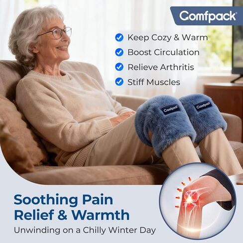 وسادة تدفئة الركبة لتخفيف التهاب المفاصل، قطعتان من لفافات الركبة القابلة للغسل في الميكروويف لتخفيف الألم، وتصلب المفاصل، والراحة في الطقس البارد، هدية للنساء والرجال in Kuwait