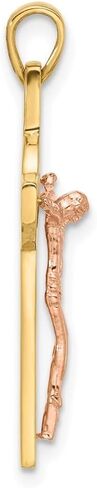Diamond2Deal 14k Two-Tone Gold with White Rhodium Religious Crucifix Cross and St Benedict Pendant in Saudi Arabia