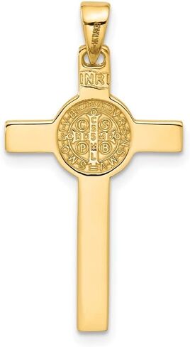 Diamond2Deal 14k Two-Tone Gold with White Rhodium Religious Crucifix Cross and St Benedict Pendant in Saudi Arabia