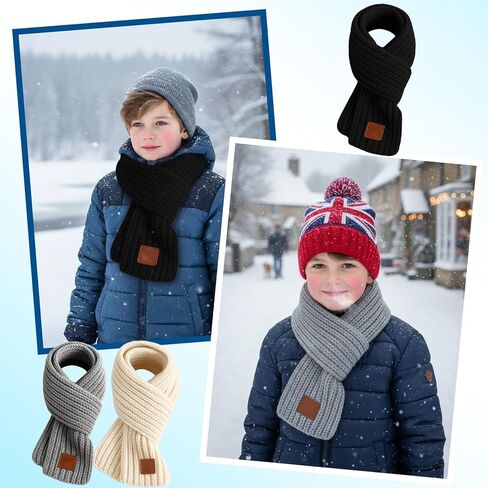 3-Pack Toddler Scarf Set: Soft & Warm Kids Scarf Boys in Classic Colors in Saudi Arabia