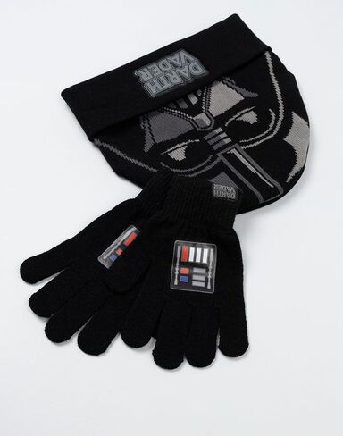 STAR WARS Darth Vader Boys Black Beanie and Gloves Set | Warm Winter Accessories for Kids in Saudi Arabia