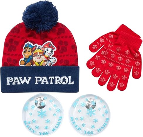 Nicklelodeon Paw Patrol Boy's Winter Hat and 2 Pair of Gloves or Mittens Set (Age 2-7) Size Age 4-7, Paw Patrol Red Glove with Handwarmers in Saudi Arabia