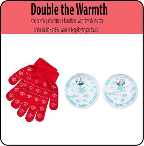 Nicklelodeon Paw Patrol Boy's Winter Hat and 2 Pair of Gloves or Mittens Set (Age 2-7) Size Age 4-7, Paw Patrol Red Glove with Handwarmers in Saudi Arabia