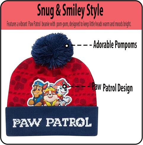 Nicklelodeon Paw Patrol Boy's Winter Hat and 2 Pair of Gloves or Mittens Set (Age 2-7) Size Age 4-7, Paw Patrol Red Glove with Handwarmers in Saudi Arabia