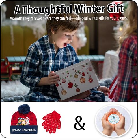 Nicklelodeon Paw Patrol Boy's Winter Hat and 2 Pair of Gloves or Mittens Set (Age 2-7) Size Age 4-7, Paw Patrol Red Glove with Handwarmers in Saudi Arabia