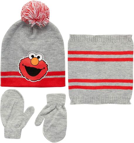 Sesame Street Baby Boys' Elmo Cold Weather Set - Hat, Mittens, Gaiter Neck Scarf – Winter Accessories for Toddlers (2T-4T), Size Age-2T-4T, Elmo Hat Mitten Gaiter Set- Toddler in Saudi Arabia