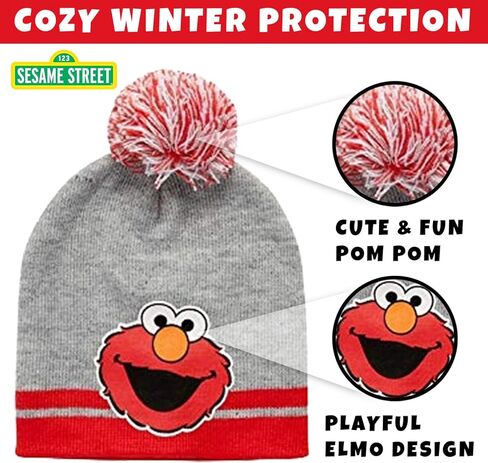 Sesame Street Baby Boys' Elmo Cold Weather Set - Hat, Mittens, Gaiter Neck Scarf – Winter Accessories for Toddlers (2T-4T), Size Age-2T-4T, Elmo Hat Mitten Gaiter Set- Toddler in Saudi Arabia