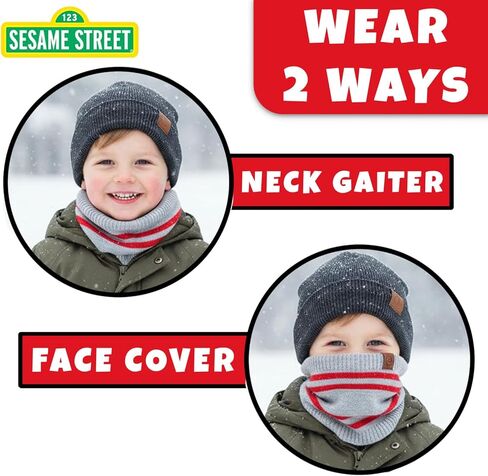 Sesame Street Baby Boys' Elmo Cold Weather Set - Hat, Mittens, Gaiter Neck Scarf – Winter Accessories for Toddlers (2T-4T), Size Age-2T-4T, Elmo Hat Mitten Gaiter Set- Toddler in Saudi Arabia