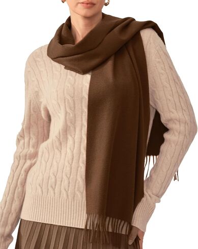 KVSS 100% Pure Cashmere Woven Scarf for Women Soft Winter Wraps Fringed Edges | Luxury Cashmere from inner Mongolia in Saudi Arabia