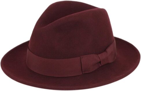 Mens Godfather Milano Wool Felt Fedora Grosgrain Band Center Winter Hat in Saudi Arabia