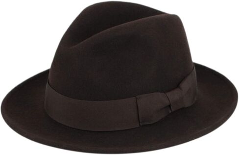 Mens Godfather Milano Wool Felt Fedora Grosgrain Band Center Winter Hat in Saudi Arabia