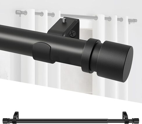 قضبان ستائر XDW-GIFTS للنوافذ من 32 إلى 46 بوصة، قطر 1 بوصة، قضيب ستائر معدني أسود شديد التحمل، عمود ستائر قابل للتعديل مع دعامة طراز حديث مناسب لغرفة النوم وغرفة المعيشة in Kuwait