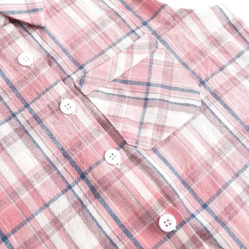 Girls Western Shirt Plaid Sleeveless Button Down Cowgirl Outfits Tie Knot Blouse Shirts in Saudi Arabia